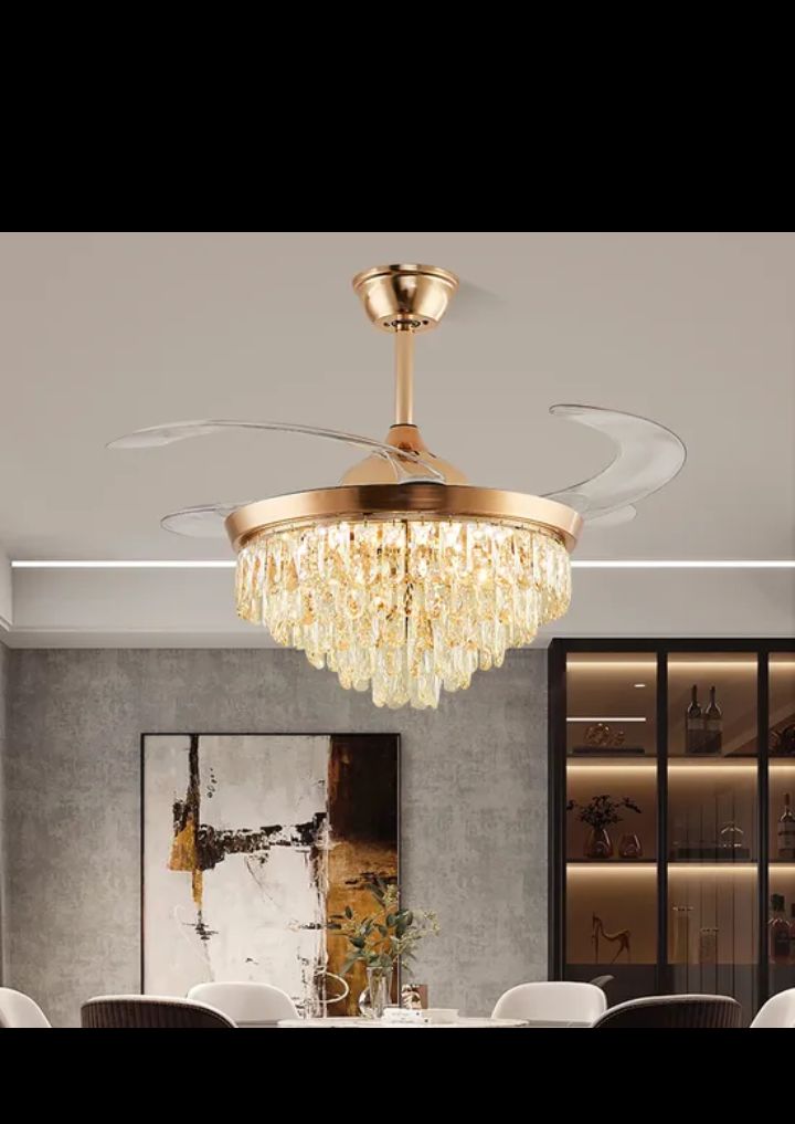✨ Lustre LED de Luxe avec Ventilation Intégrée – Élégance, Lumière et Fraîcheur